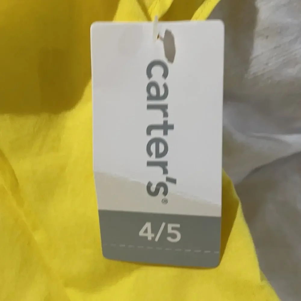 Carters 4/5 lemon yellow 💯 cotton lined blouse NWT perfect
